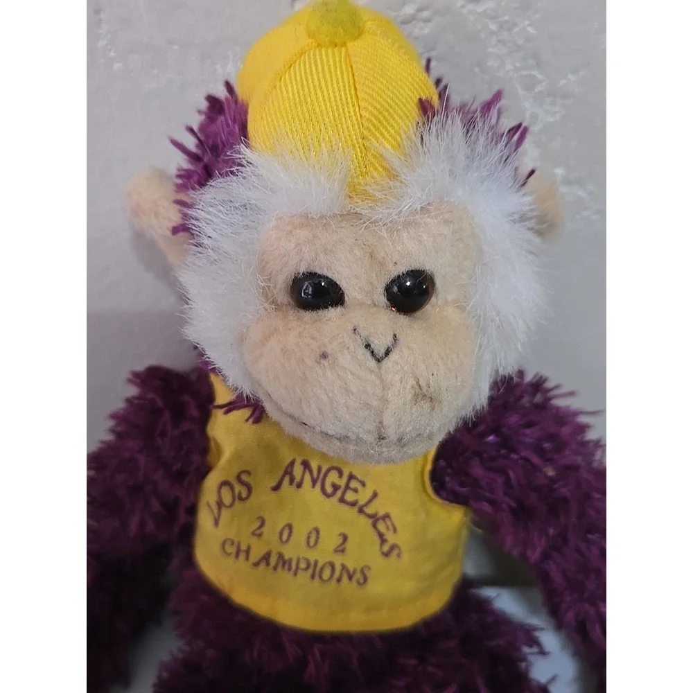 Vtg Los Angeles Lakers Plush Monkey 2002 NBA Champions Rare Mascot Three-Peat 11